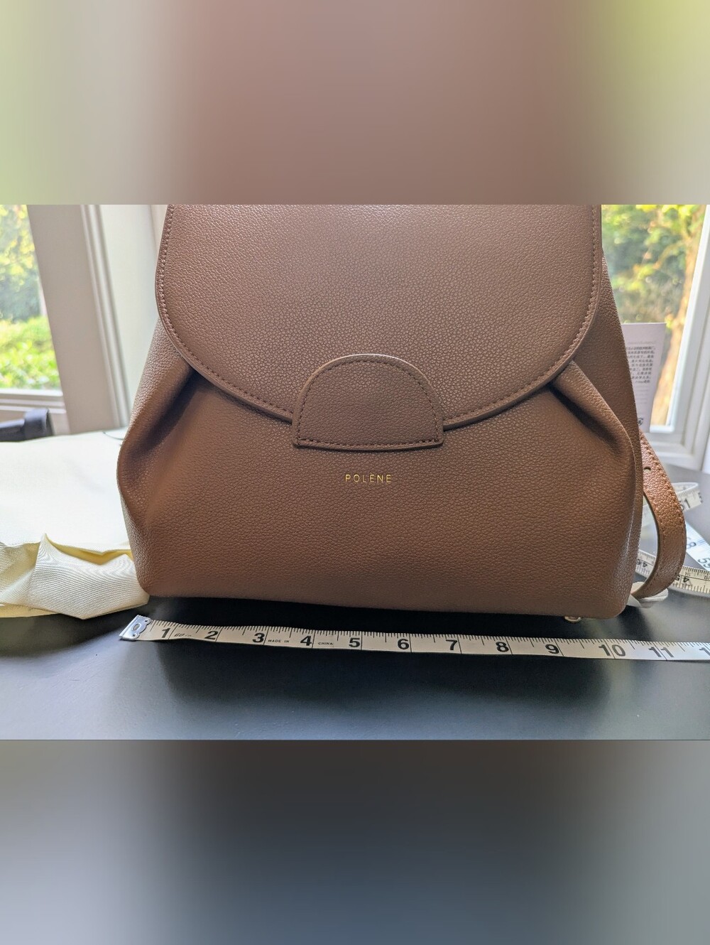 Textured Leather Brown Handbag/Crossbody Structured Top Handle NWT - Picture 3 of 6